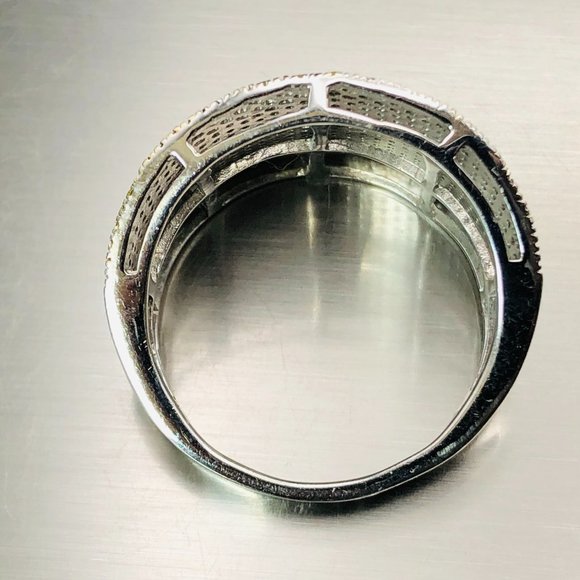 Unique Micro Pave set Yellow Citrine Men's Sterling Silver Ring Sz. 10 - 7.3 Gm - Picture 3 of 16